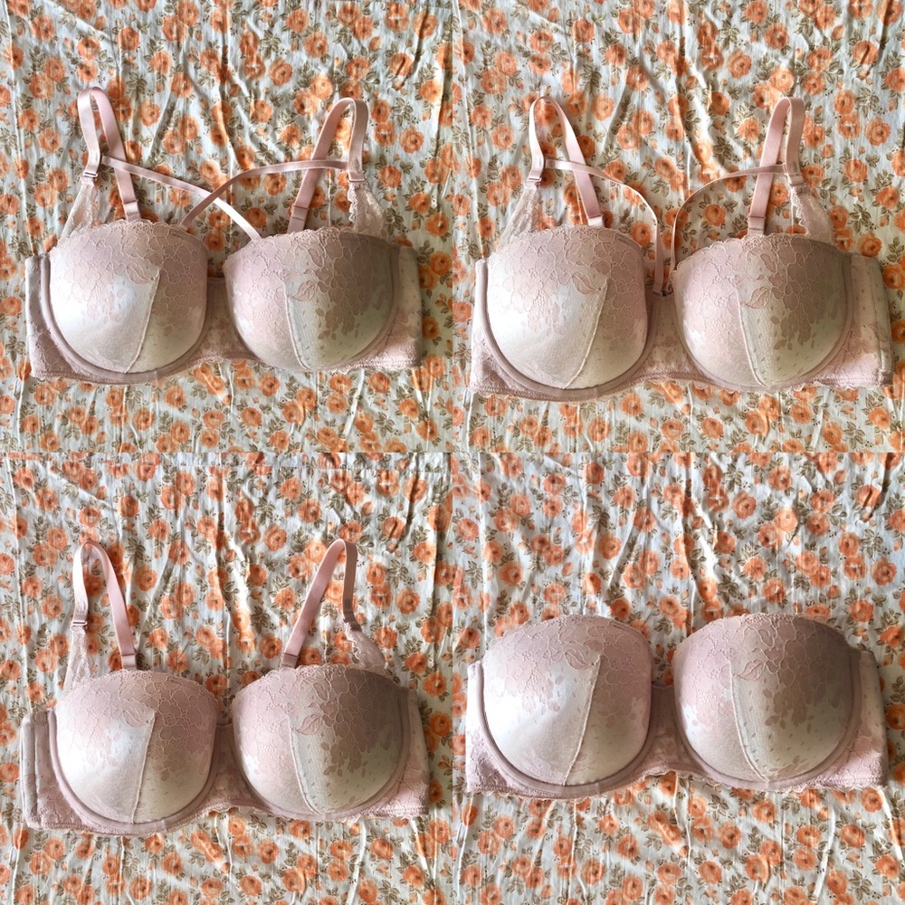 Torrid Convertible Strapless Bra 44DDD Blush Lace